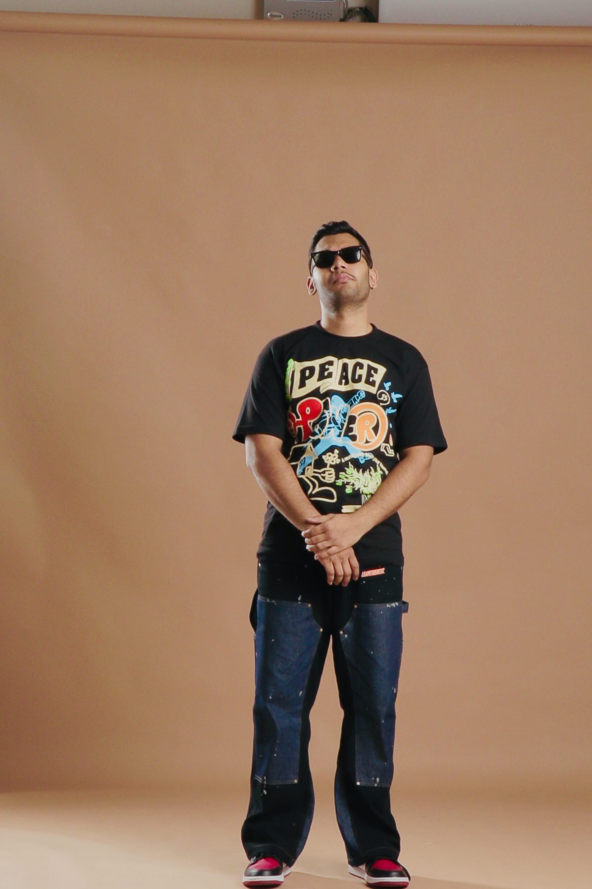 Harsh on a seamless studio backdrop